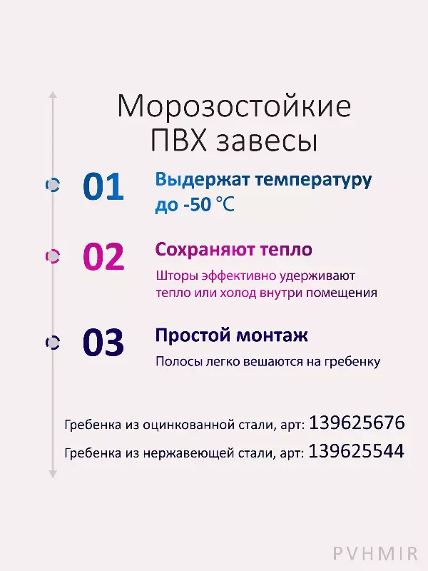Полосовая завеса ПВХ, ламель морозостойкая 2x200мм, Высота 0,5м